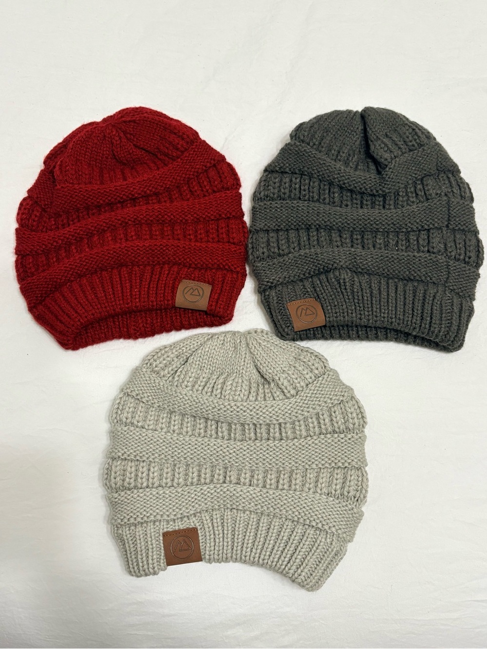 3 Pack 100% Acrylic Knit Slouchy Beanies Winter Hats
